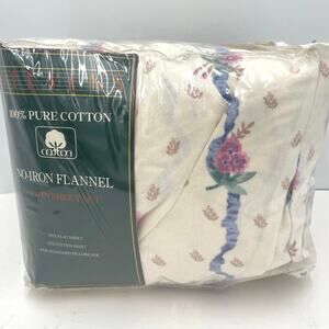 Vintage Stevens English Ribbon Floral 3-Piece 100% Cotton Flannel Twin Sheet Set